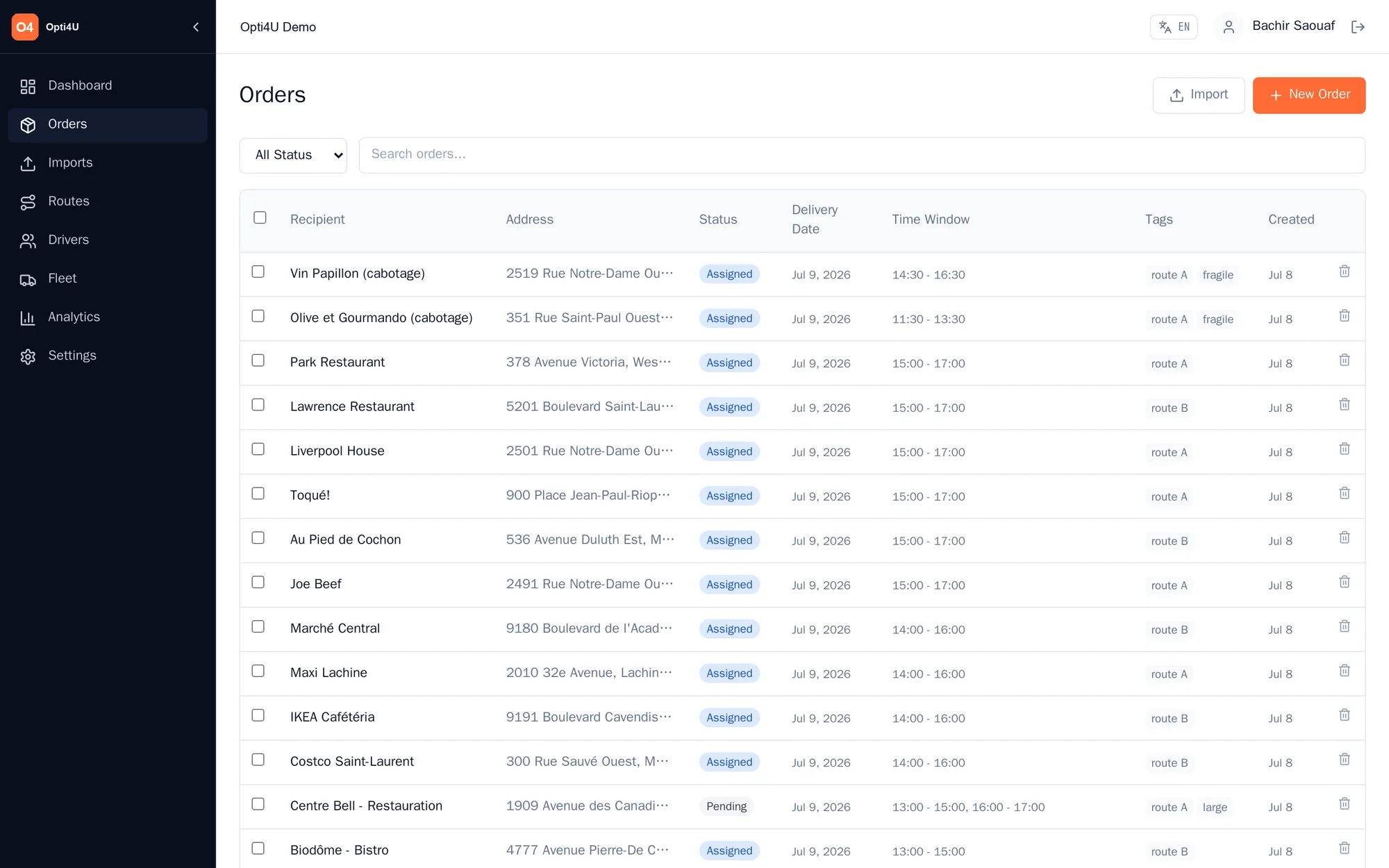 All your deliveries in one place